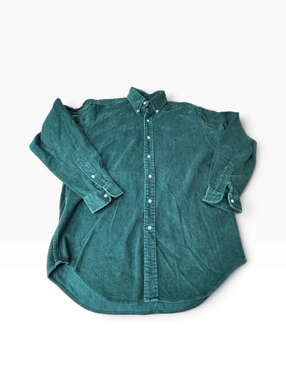Ralph Lauren Blake Corduroy Button Down Shirt Green Mens Medium